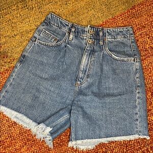 Zara Blue Frayed Jean Shorts